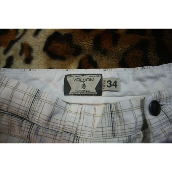 Volcom Y2K White Plaid Baggy Jorts Shorts Vintage Surfwear Skater Skatewear 34 - Picture 2 of 4
